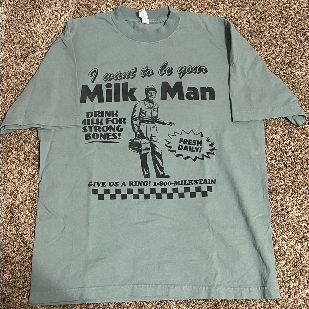 Milkstain Milk Man Green Graphic T-Shirt